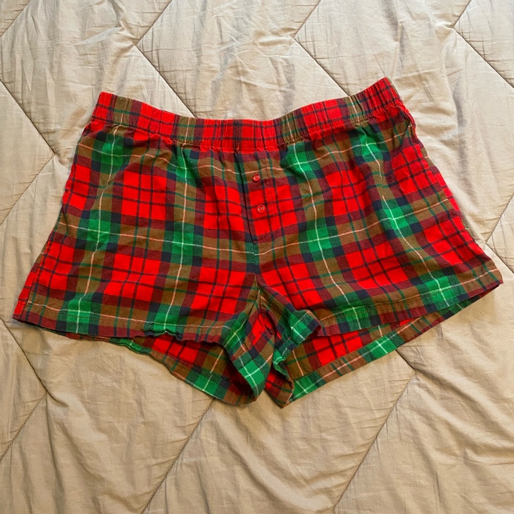 Plaid pajama shorts